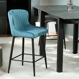 Chaise de bar en velours bleu (lot de 2) ARLINGTON